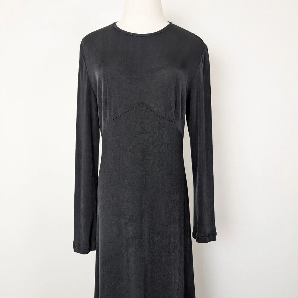 90s Black Maxi Dress Sheer Size Large Floor Length - Picture 9 of 13